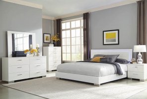 Felicity Glossy White Lighted Eastern King Bed