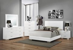 Felicity Glossy White Eastern King Bed