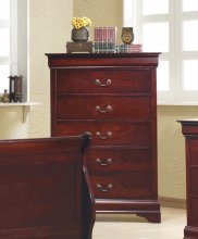 Louis Philippe Red Brown Five-Drawer Chest