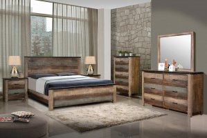 Sembene Rustic Antique Multi-Color Eastern King Bed
