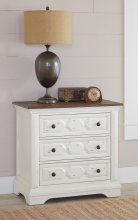 Traditional Rustic Latte and Vintage White Nightstand