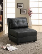 Black Casual Leather Accent Chair