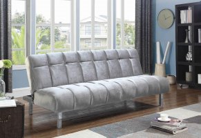 Contemporary Silver and Chrome Sofa Bed