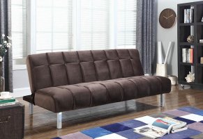 Contemporary Brown and Chrome Sofa Bed