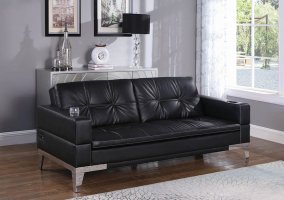 Contemporary Black and Chrome Sofa Bed