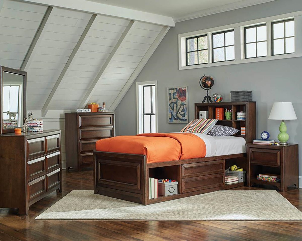 Greenough Maple Oak Twin Storage Bed