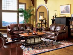 Princeton Traditional Brown Three-Piece Living Room Set