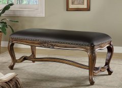 Black Faux Leather Accent Bench