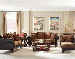 Garroway Traditional Brown Three-Piece Living Room Set