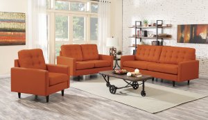 Kesson Mid-Century Modern Burnt Orange Two-Piece Living Room Set