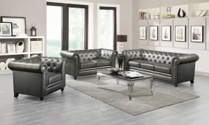 Roy Traditional Gunmetal Grey Two-Piece Living Room Set