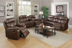 Zimmerman Brown Faux Leather Sofa & Love
