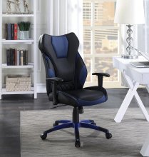 Contemporary Black/Blue High-Back Office Chair