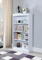 Transitional White Four-Shelf Bookcase