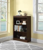 Transitional Dark Walnut Three-Shelf Bookcase