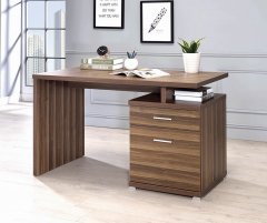Contemporary Walnut Office Desk With Cabinet