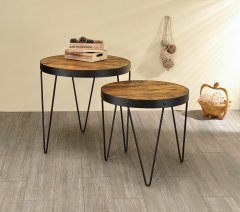 Industrial Honey and Black Nesting Tables
