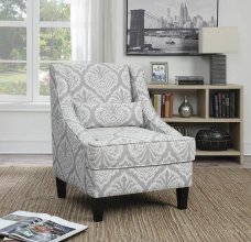 Light Grey and White Jacquard Accent Chair