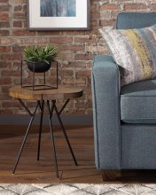 Rustic Brown Tree Trunk-Inspired Accent Table