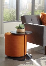 Orange and Grey Accent Table and Ottoman
