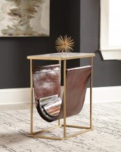 Modern White Marble and Brass Accent Table
