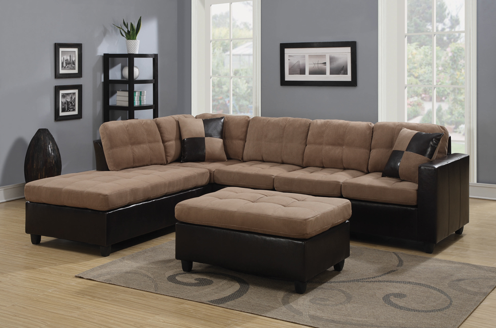 Mallory Casual Tan Sectional - Click Image to Close